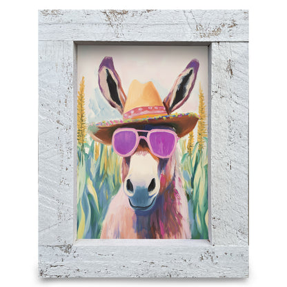 Hey Dude Donkey | Real Wood Framed Wall Art Print