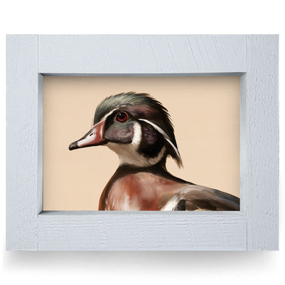 Wood Duck Portrait | Real Wood Framed Wall Art Print
