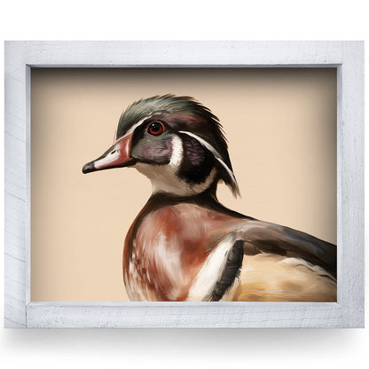 Wood Duck Portrait | Real Wood Framed Wall Art Print