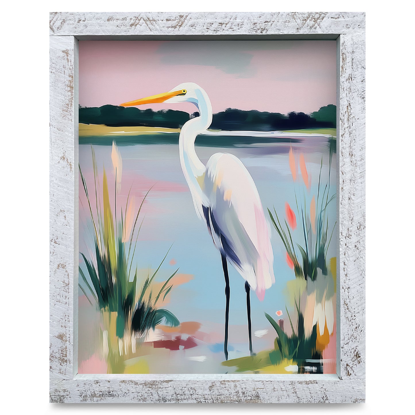 Marsh Egret | Real Wood Framed Wall Art Print