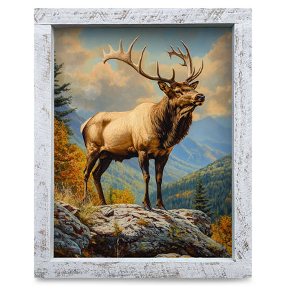 Big Bull Elk | Real Wood Framed Wall Art Print