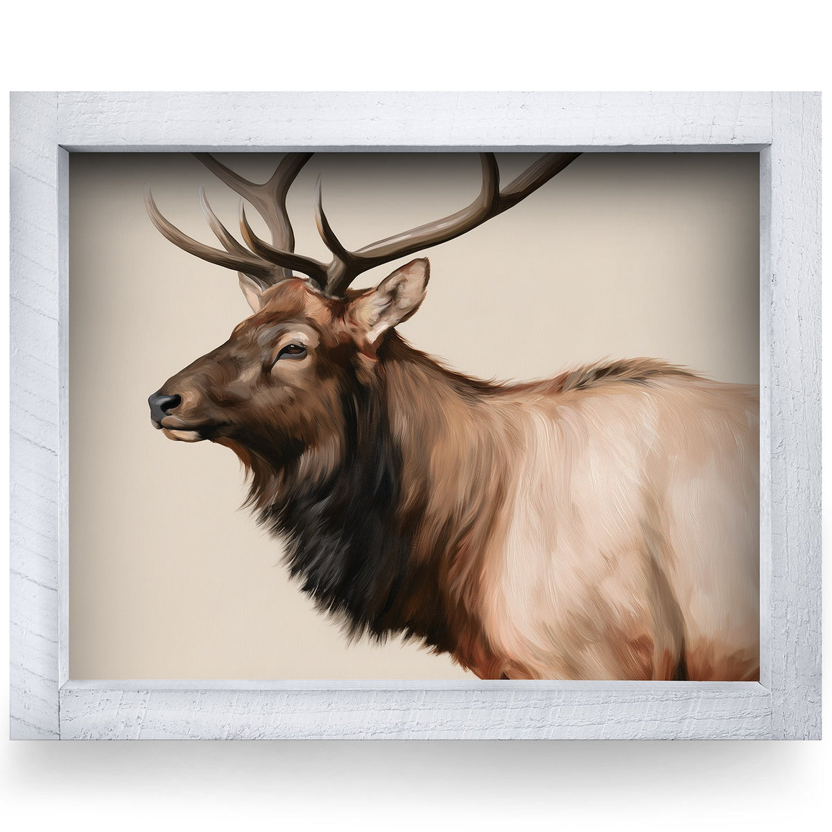 Bull Elk Portrait | Real Wood Framed Wall Art Print