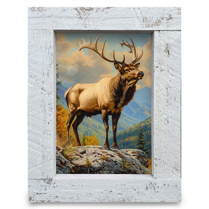 Big Bull Elk | Real Wood Framed Wall Art Print