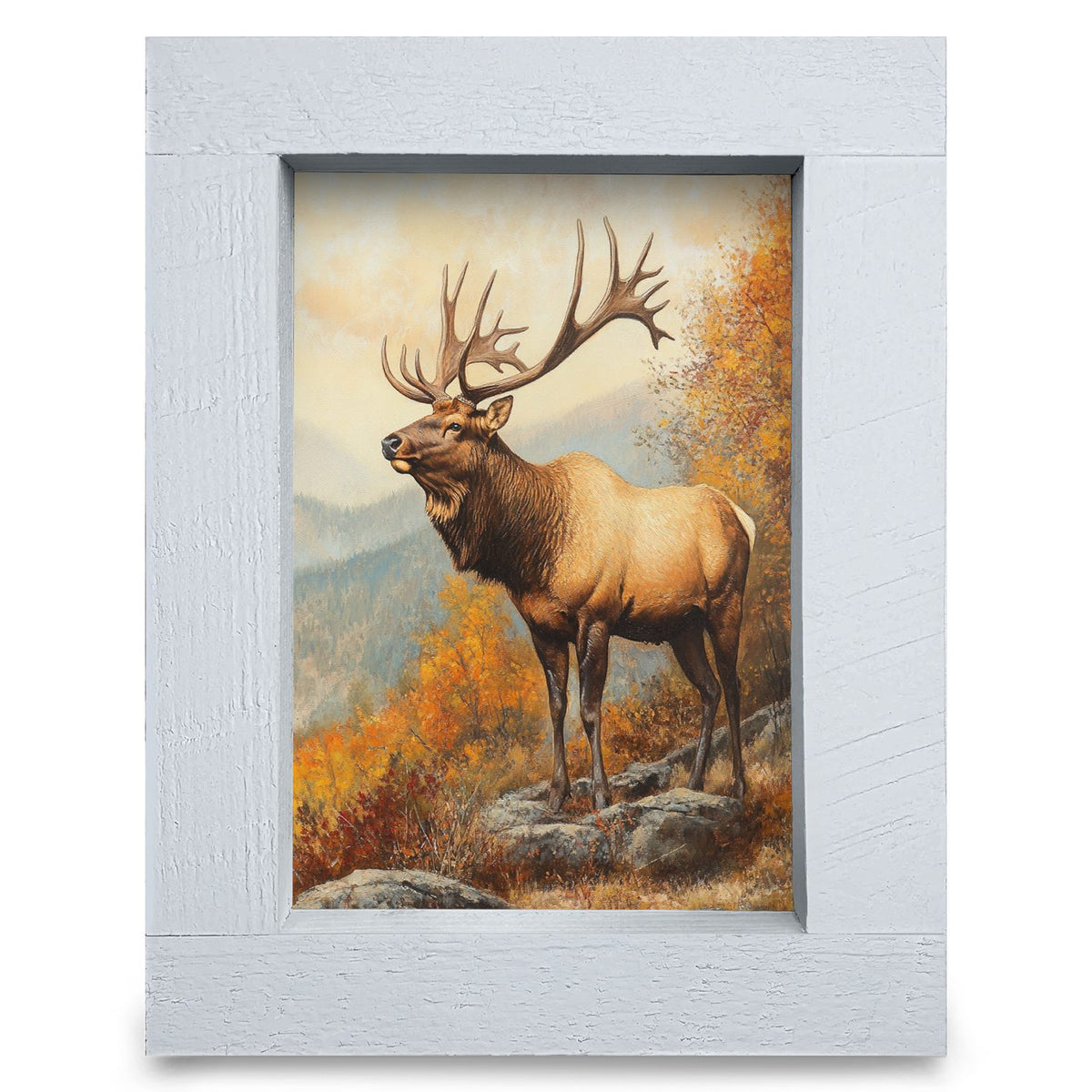 Fall Elk | Real Wood Framed Wall Art Print