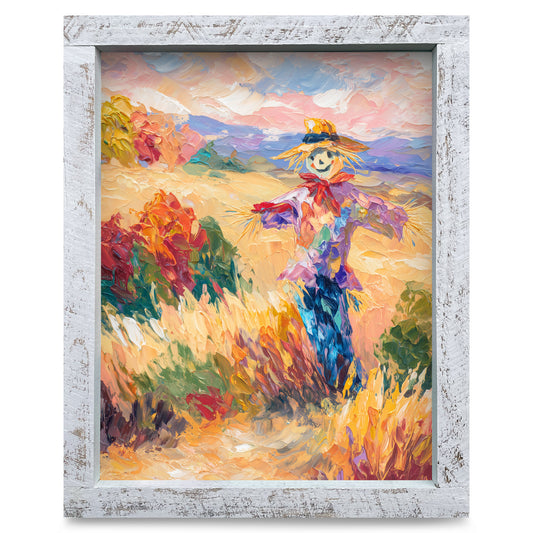 Fall Scarecrow | Real Wood Framed Wall Art Print