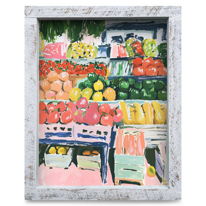 Farmers Market Produce | Real Wood Framed Wall Art Print