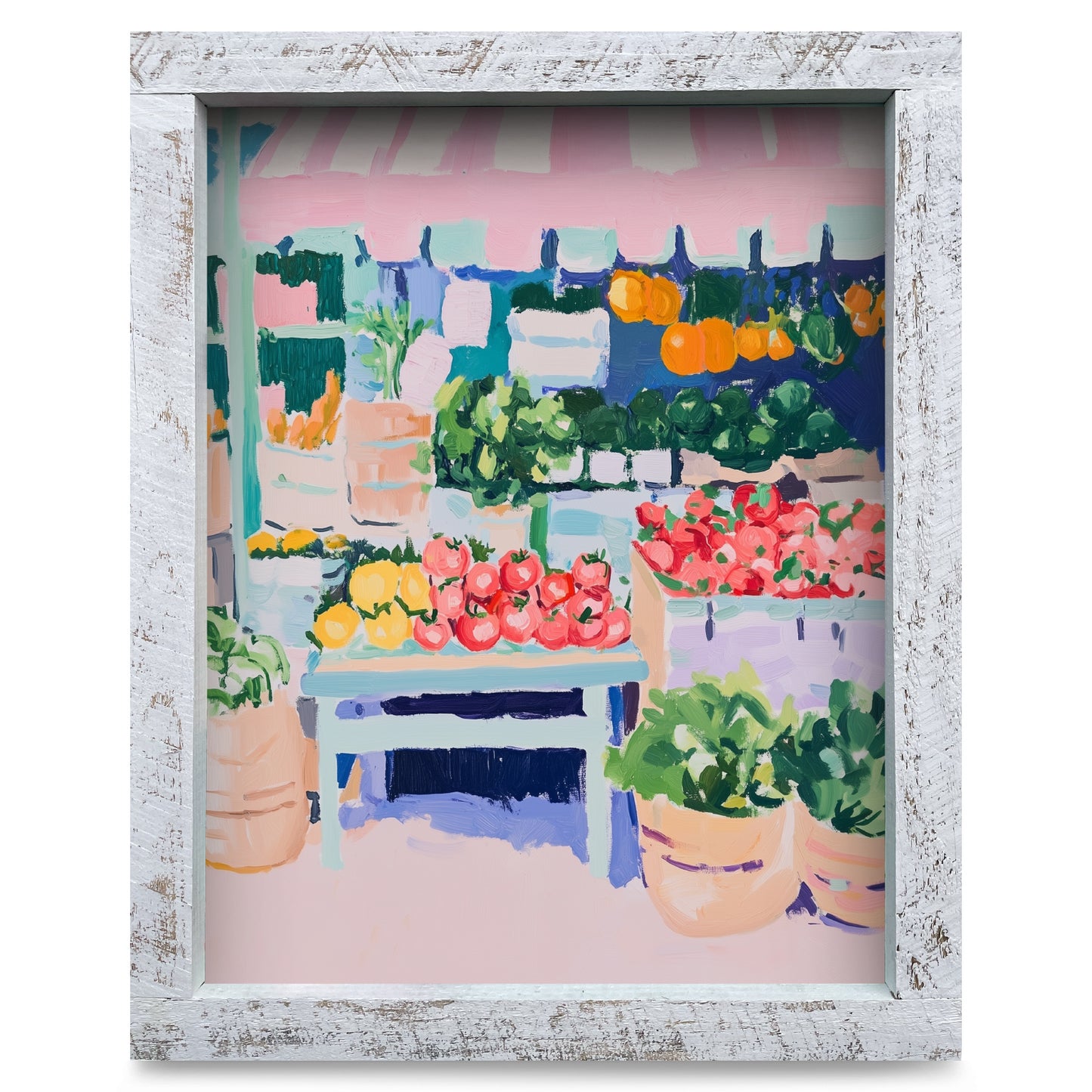 Farmer Market Stand | Real Wood Framed Wall Art Print