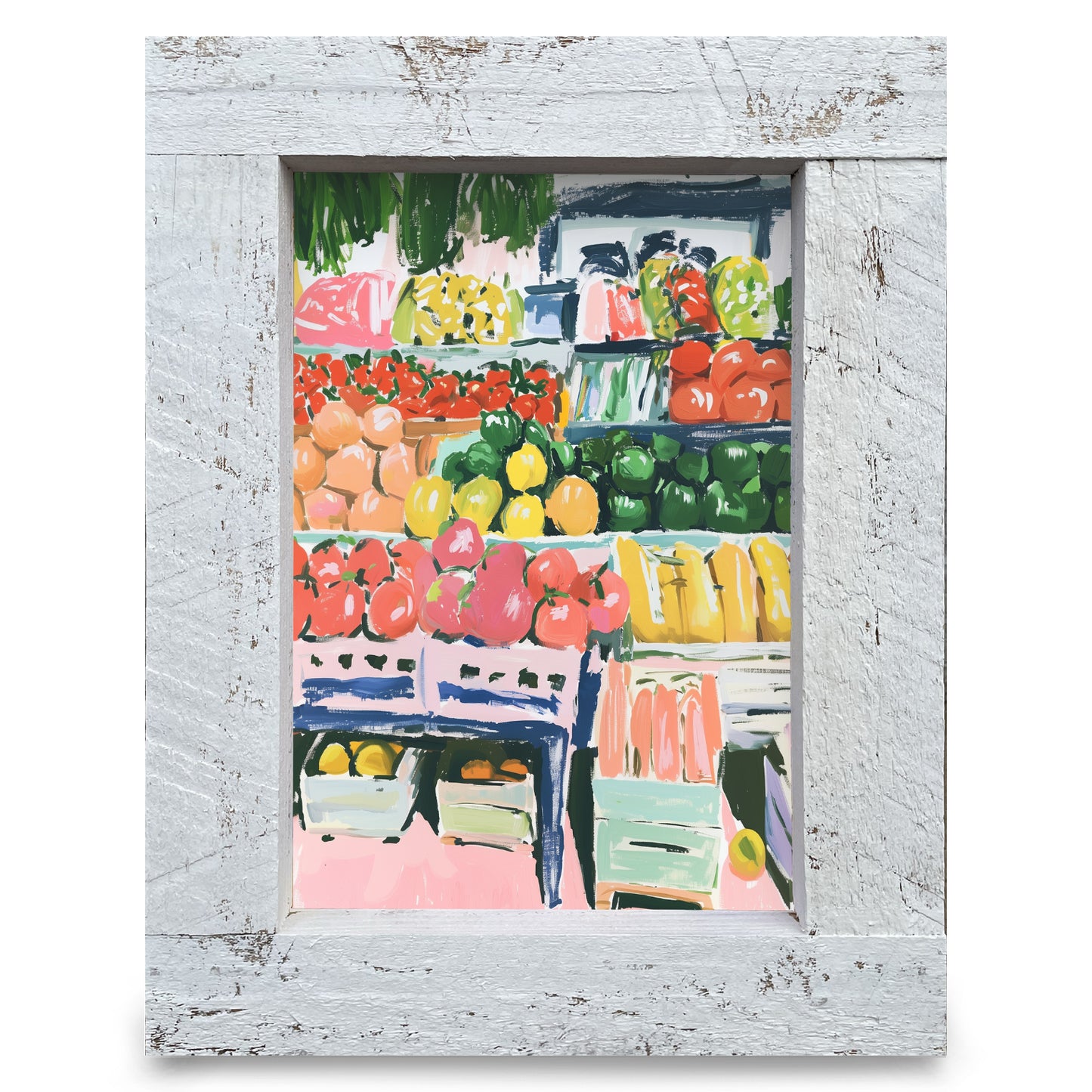 Farmers Market Produce | Real Wood Framed Wall Art Print