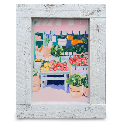 Farmer Market Stand | Real Wood Framed Wall Art Print