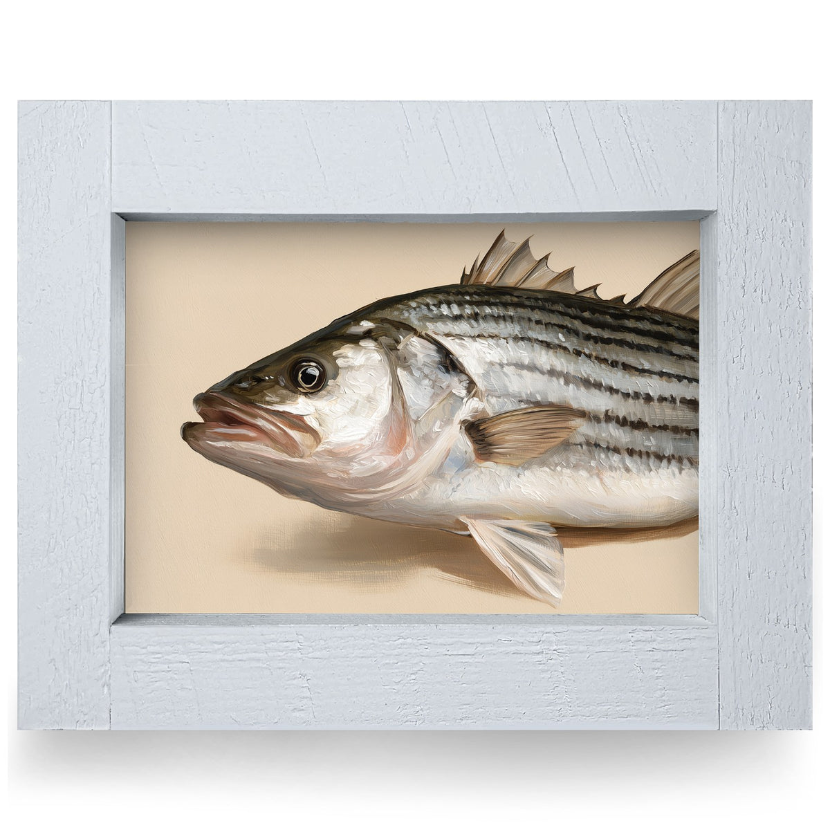 Striped Bass Portrait | Real Wood Framed Wall Art Print