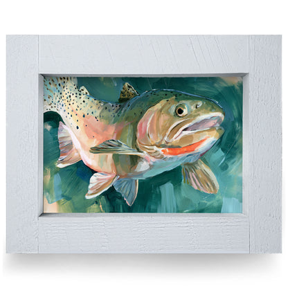 Rainbow Trout | Real Wood Framed Wall Art Print | Horizontal