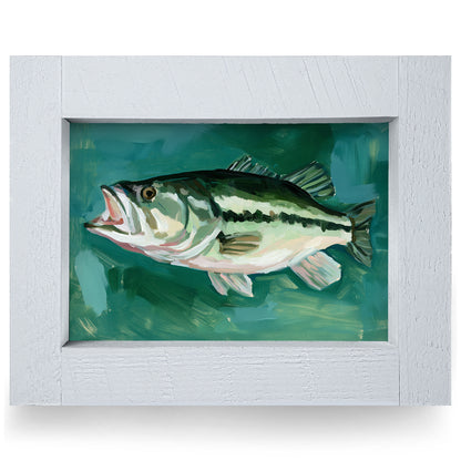 Largemouth Bass | Real Wood Framed Wall Art Print | Horizontal