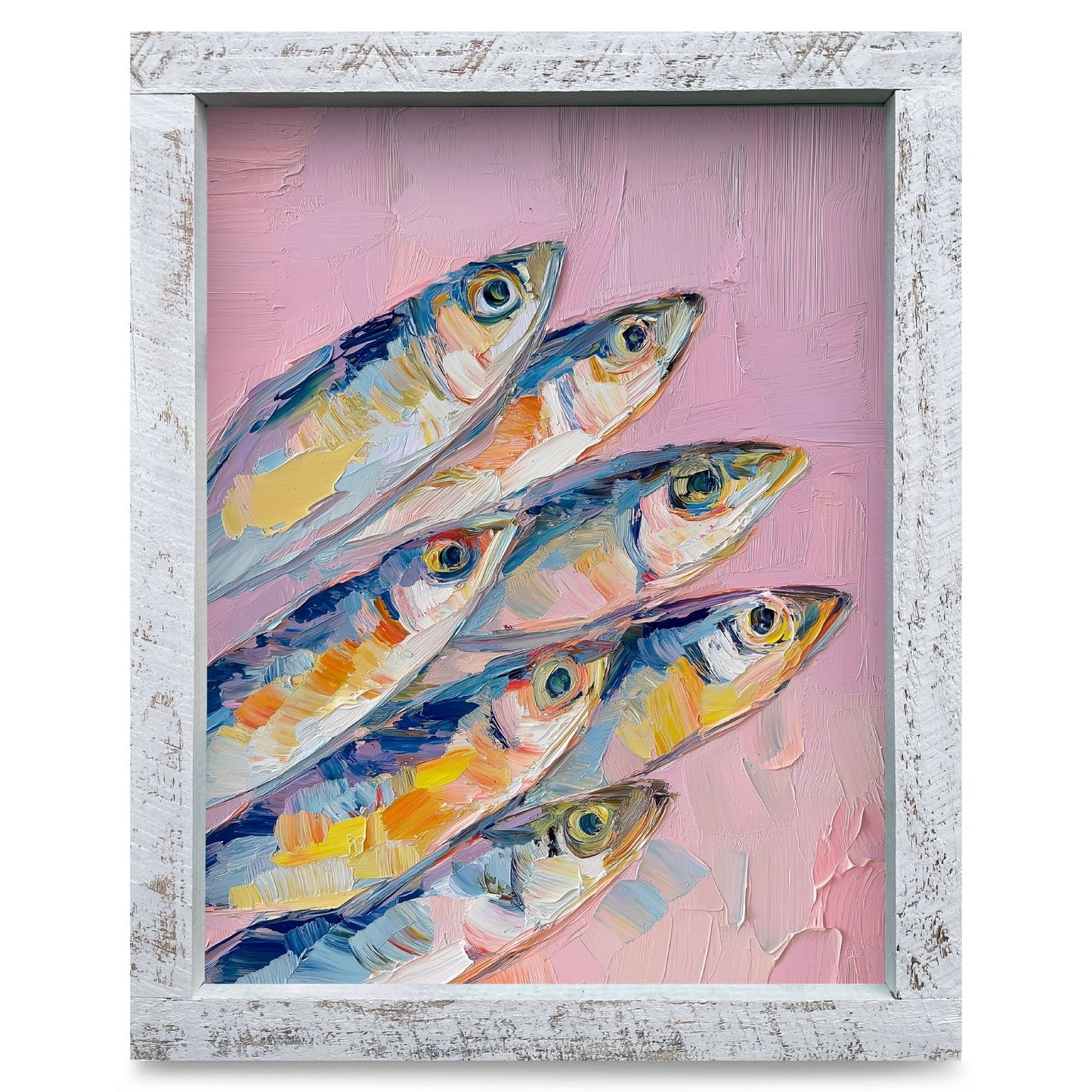 Sardines On Pink | Real Wood Framed Wall Art Print