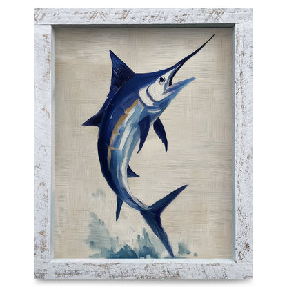 Minimal Marlin | Real Wood Framed Wall Art Print