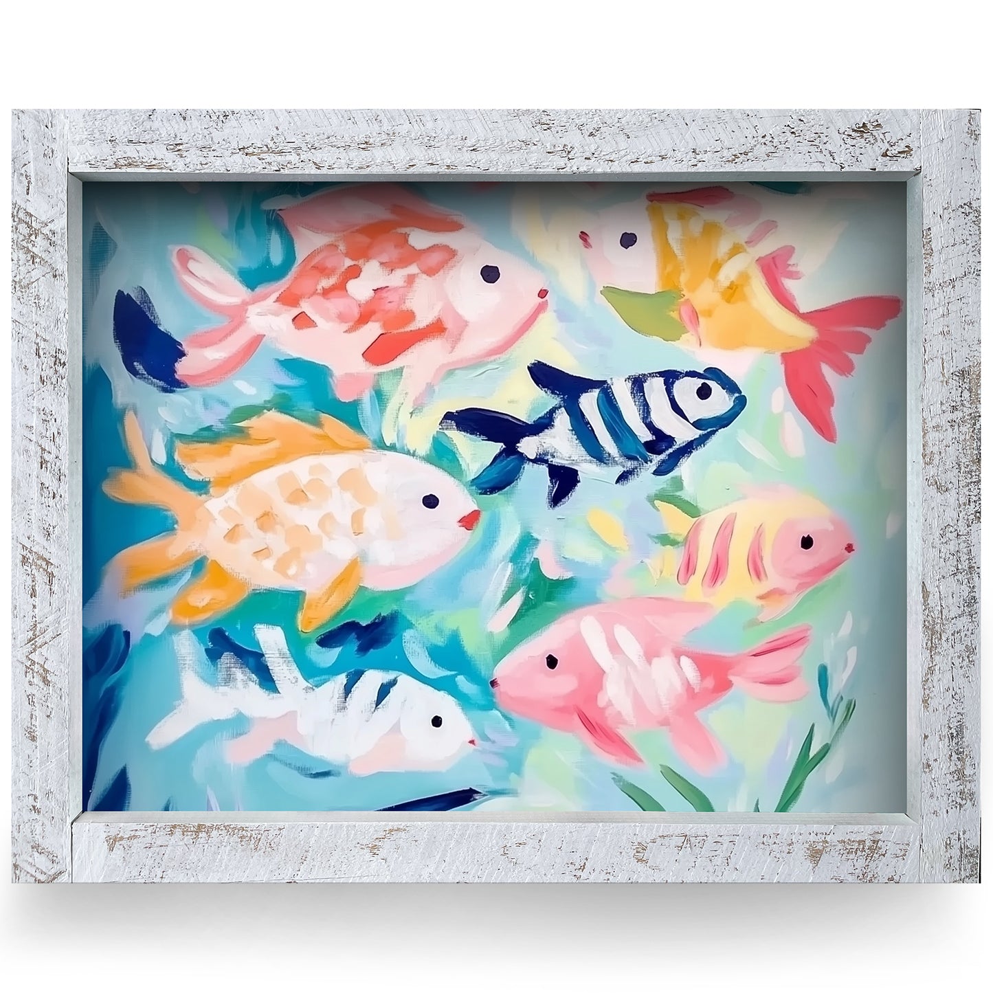 Ocean Fishies | Real Wood Framed Wall Art Print