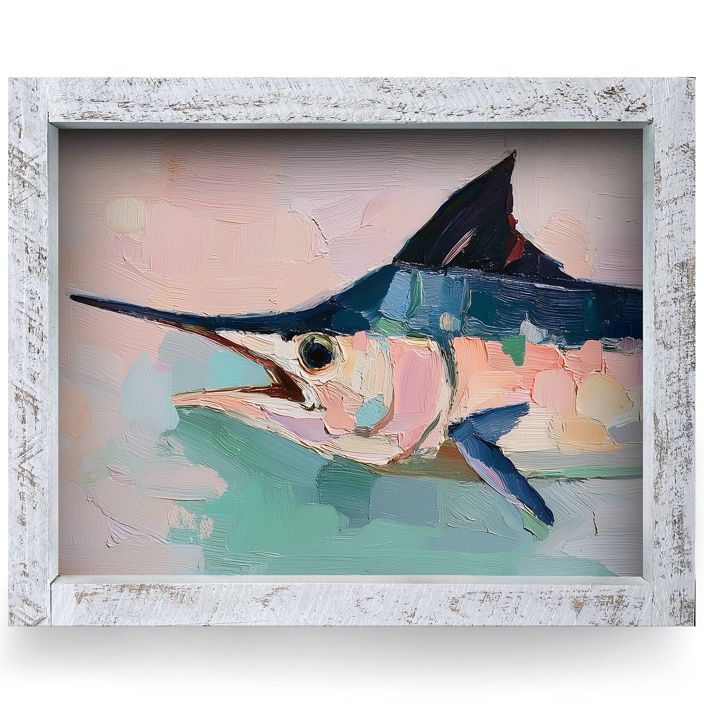 Painterly Marlin Profile | Real Wood Framed Wall Art Print