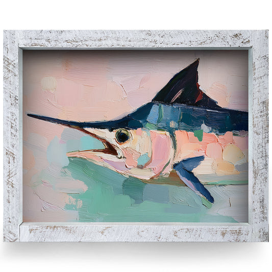 Painterly Marlin Profile | Real Wood Framed Wall Art Print