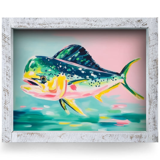 Colorful Mahi Mahi | Real Wood Framed Wall Art Print