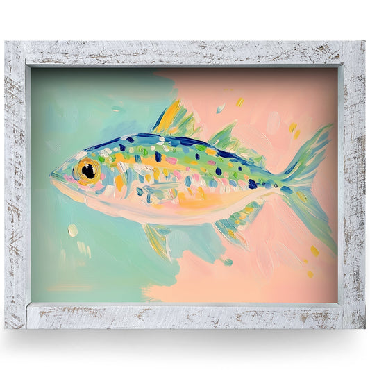 Pastel Fish | Real Wood Framed Wall Art Print