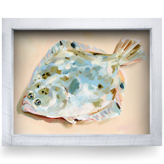 Speckled Flounder | Real Wood Framed Wall Art Print
