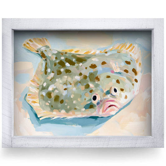 Flounder on the Flats | Real Wood Framed Wall Art Print