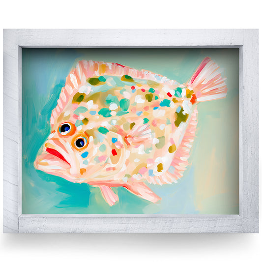 Confetti Flounder real wood framed print, second size