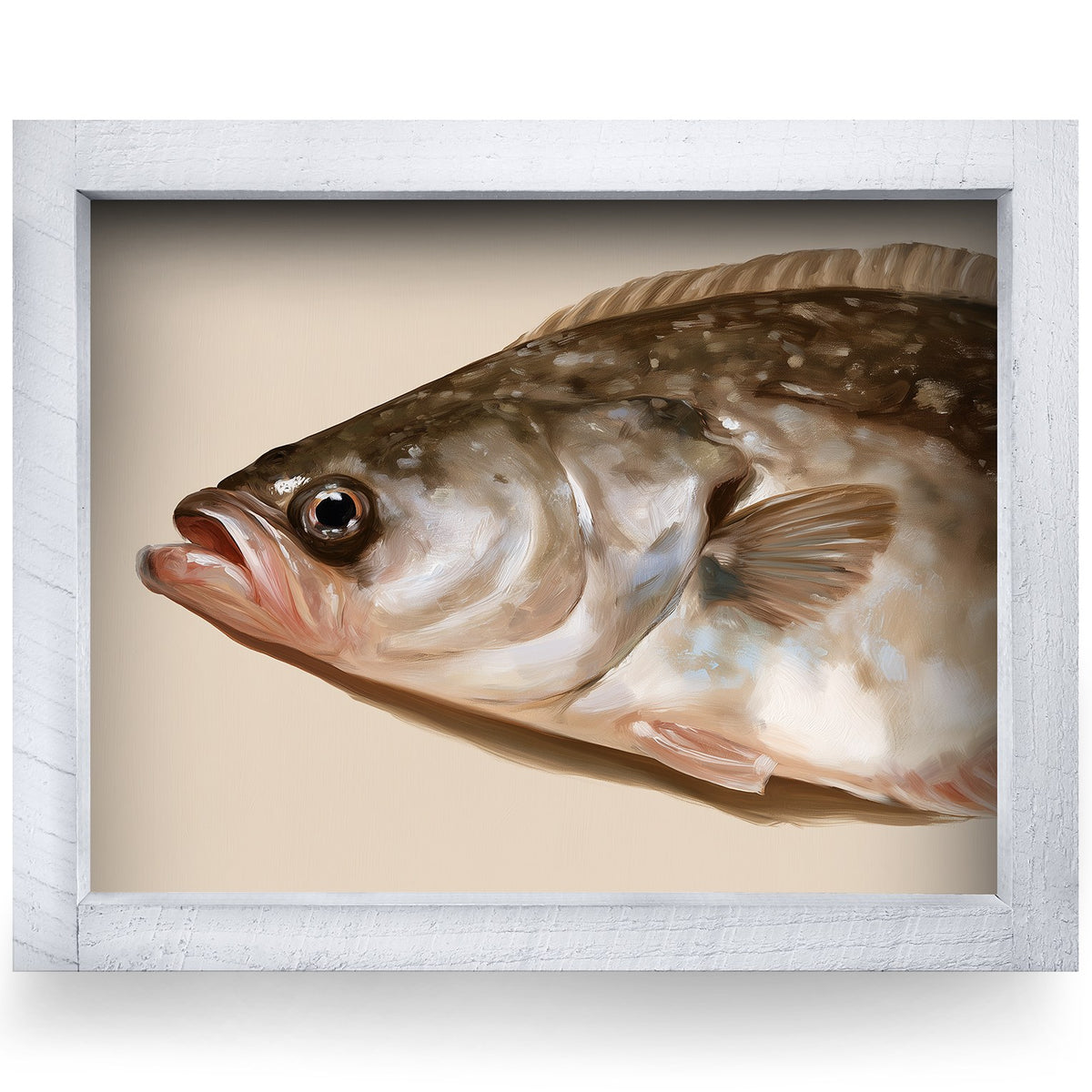 Sea Bass Portrait | Real Wood Framed Wall Art Print