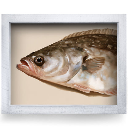 Sea Bass Portrait | Real Wood Framed Wall Art Print