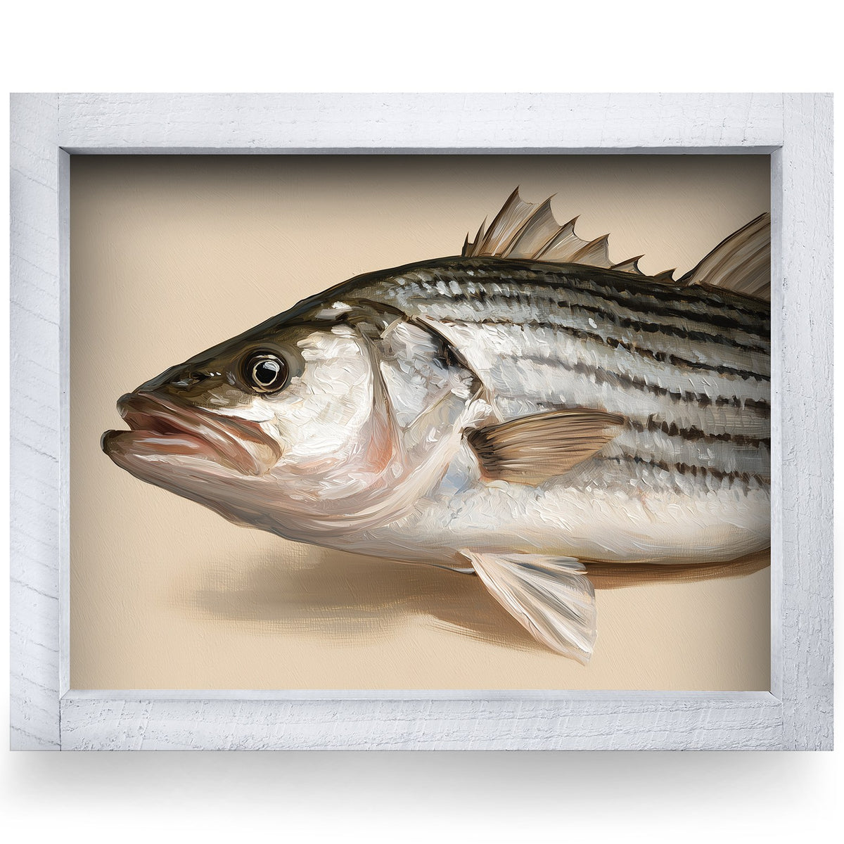 Striped Bass Portrait | Real Wood Framed Wall Art Print