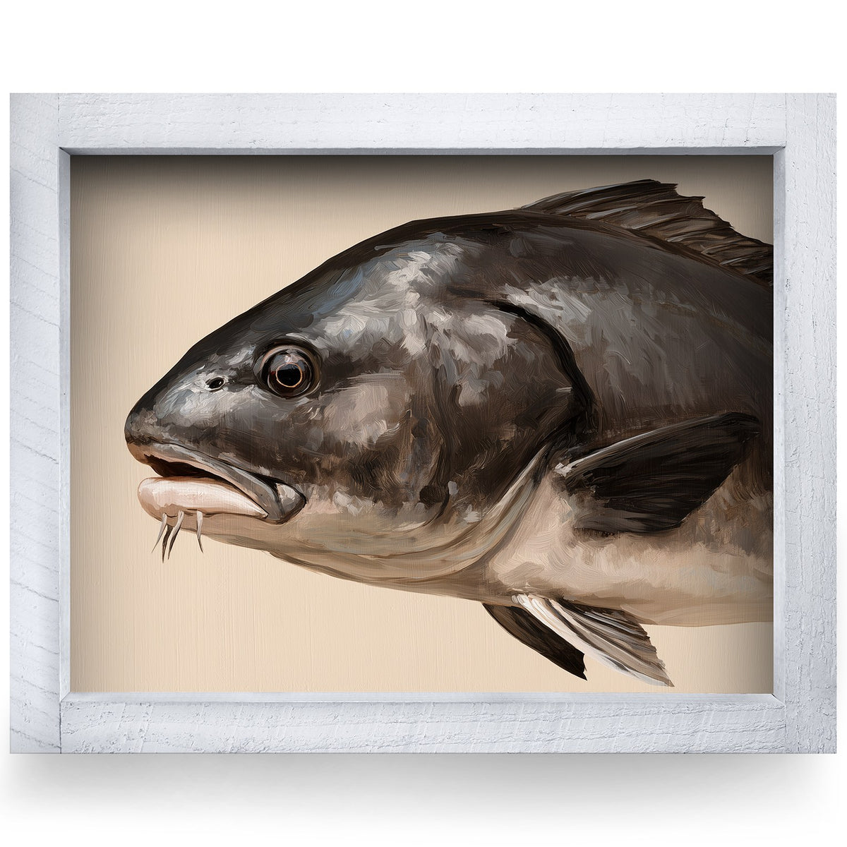Black Drum Portrait | Real Wood Framed Wall Art Print