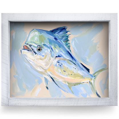 Painted Mahi Mahi | Real Wood Framed Wall Art Print
