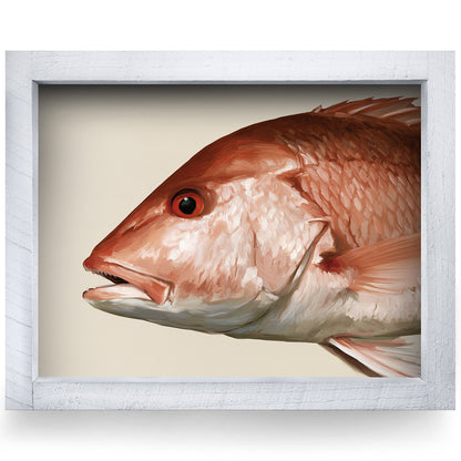 Red Snapper Portrait | Real Wood Framed Wall Art Print