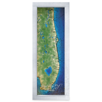Florida Map | Real Wood Framed Wall Art Print