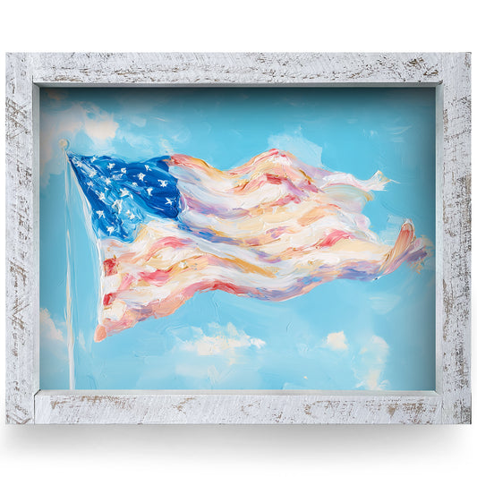 Old Glory American Flag | Real Wood Framed Wall Art Print