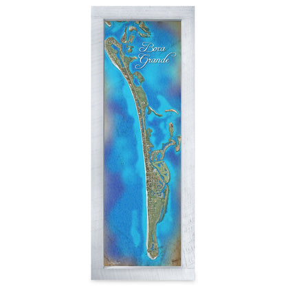 Boca Grande, Florida Map | Real Wood Framed Wall Art Print
