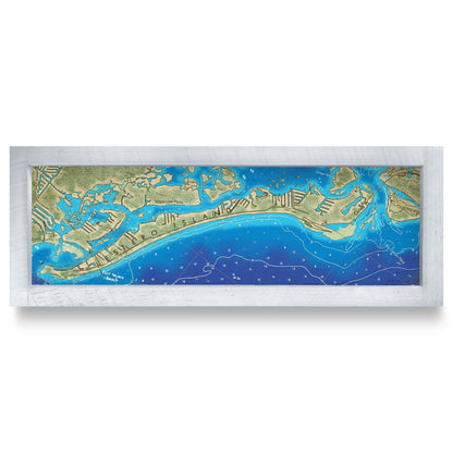Estero Island, Florida Map | Real Wood Framed Wall Art Print