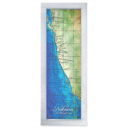 Nokomis, Florida Map | Real Wood Framed Wall Art Print