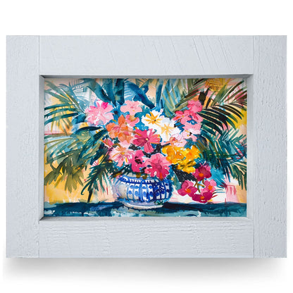 Tropical Vase | Real Wood Framed Wall Art Print | Horizontal
