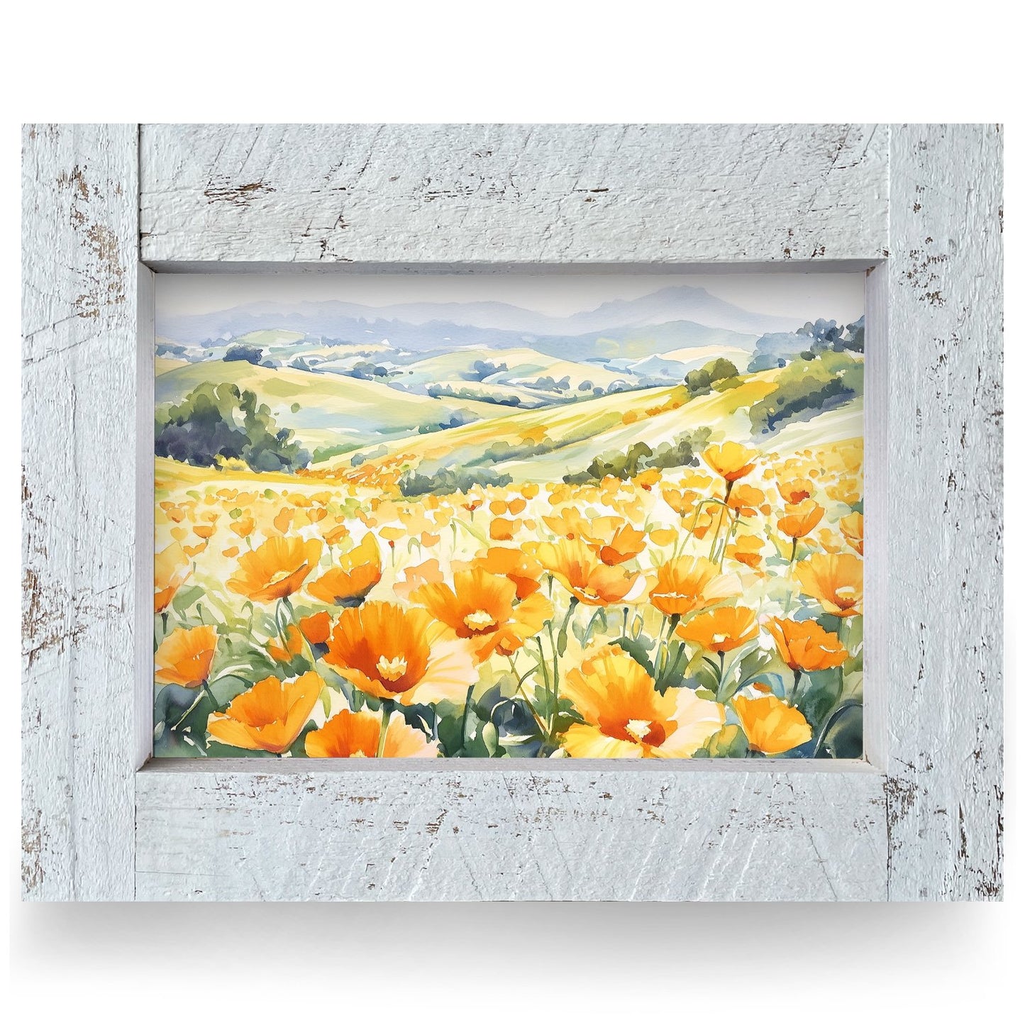 Golden Poppy Hills | Real Wood Framed Wall Art Print