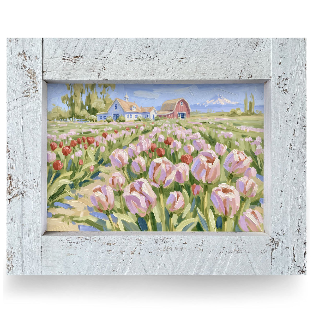 Pink Tulip Farm | Real Wood Framed Wall Art Print