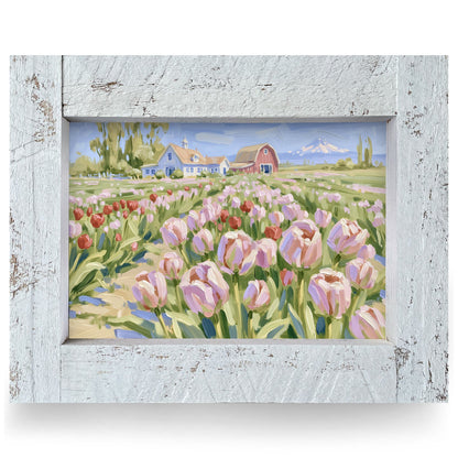 Pink Tulip Farm | Real Wood Framed Wall Art Print