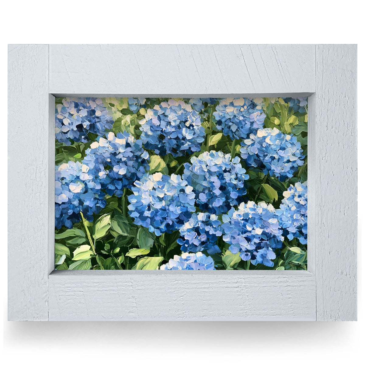 Blue Hydrangea Garden | Real Wood Framed Wall Art Print