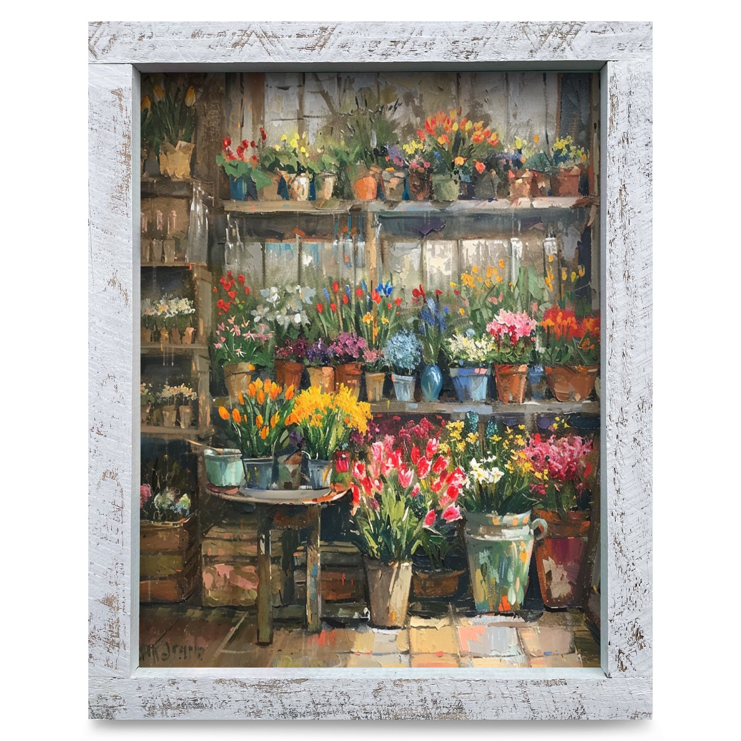 Classic Flower Shop | Real Wood Framed Wall Art Print