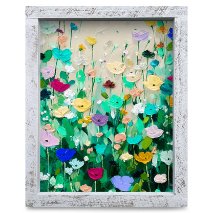 Impasto Flowers | Real Wood Framed Wall Art Print