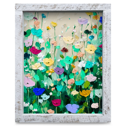 Impasto Flowers | Real Wood Framed Wall Art Print
