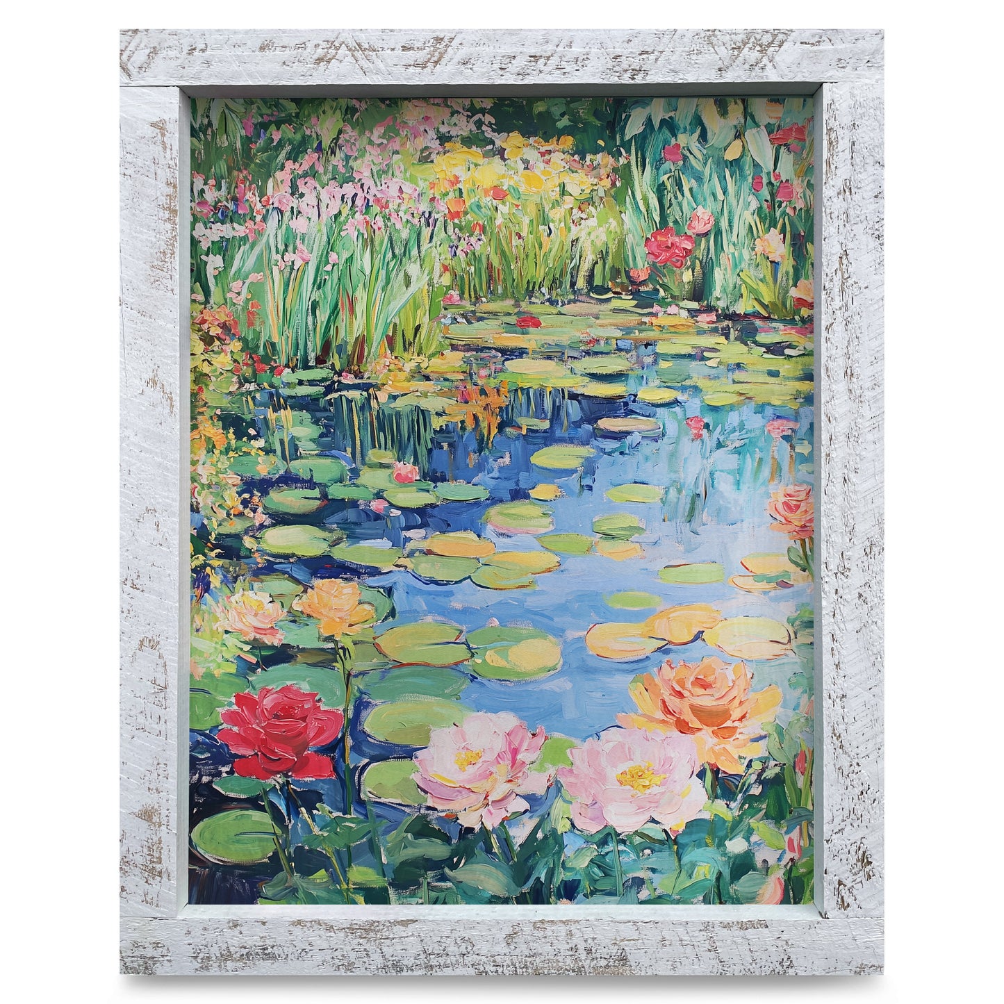 Pretty Flower Pond | Real Wood Framed Wall Art Print