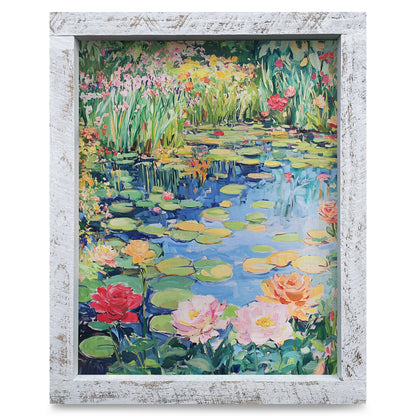 Pretty Flower Pond | Real Wood Framed Wall Art Print