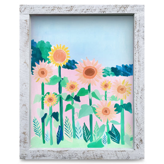 Colorful Sunflowers | Real Wood Framed Wall Art Print