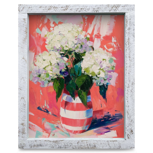 White Hydrangea Bouquet | Real Wood Framed Wall Art Print