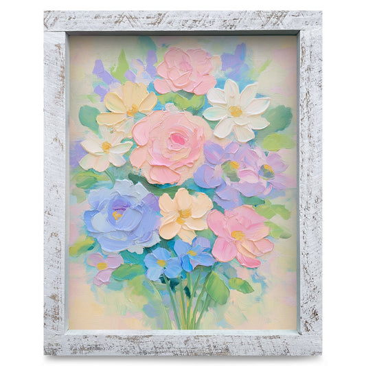 Pastel Garden Bouquet | Real Wood Framed Wall Art Print